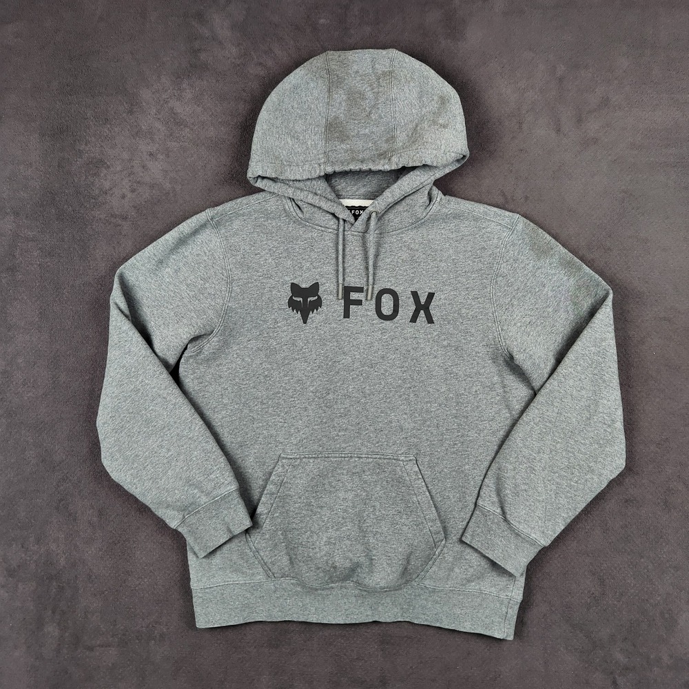 Fox Racing Absolute Pullover Hoodie Mens Medium Gray Logo Graphic Motocross